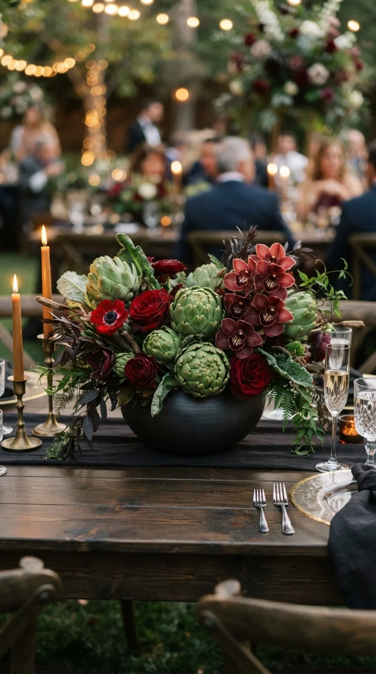 Artichoke and Rose Centerpiece
