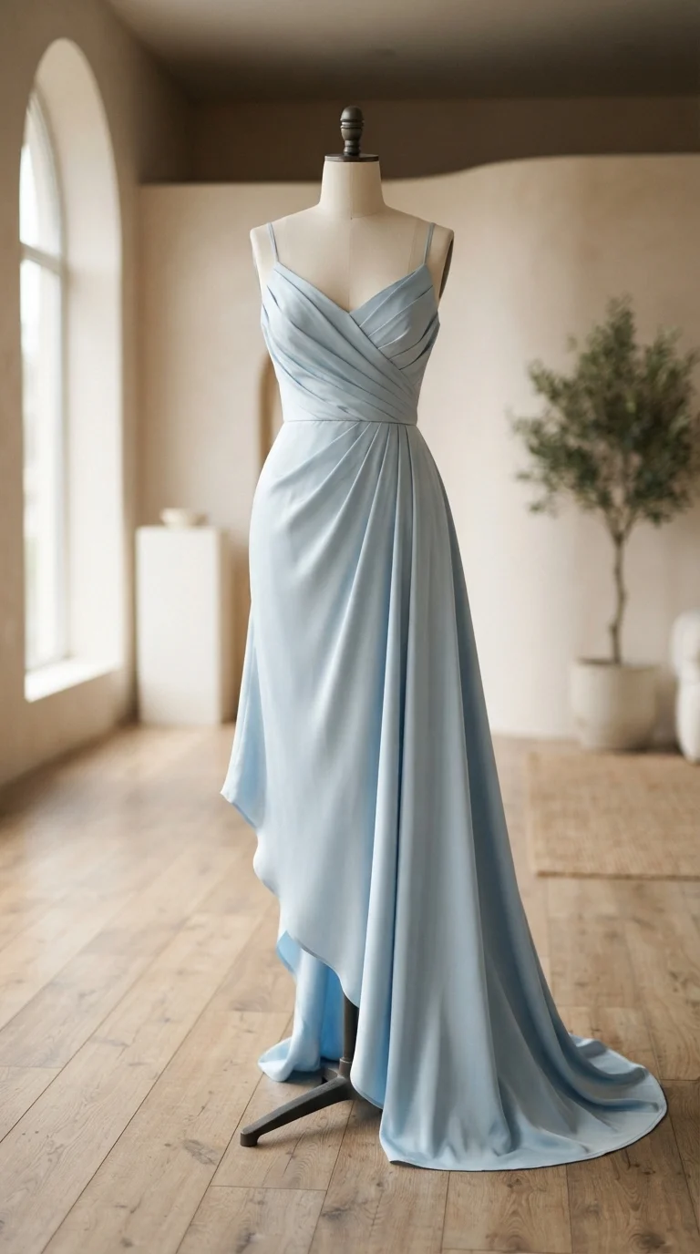Asymmetrical Hemline Dress with Draping