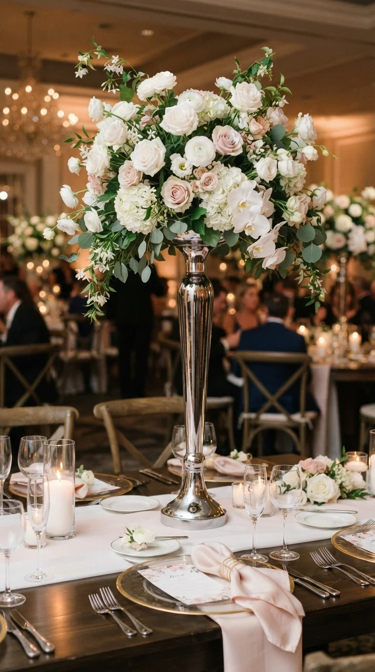Chrome Pedestal Flower Stands