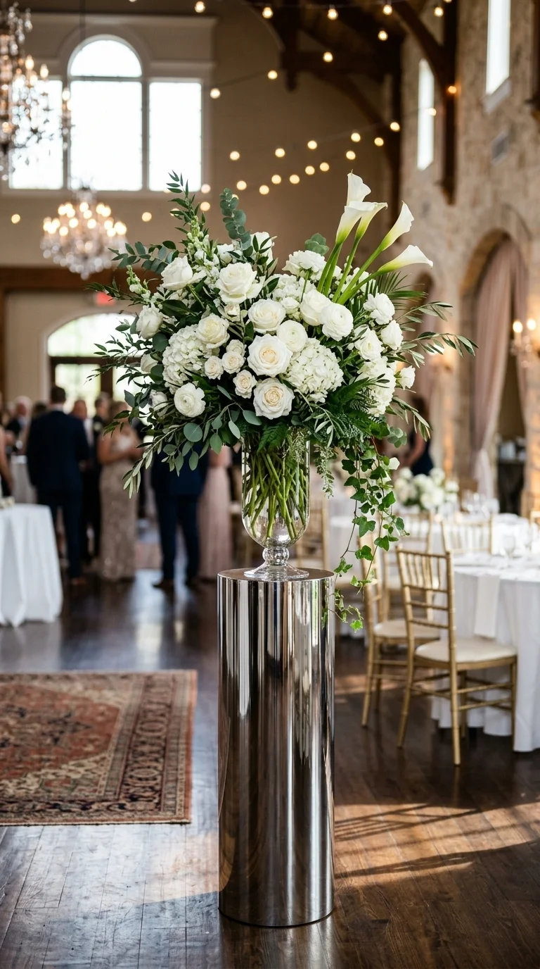 Chrome Pedestals for Floral Displays