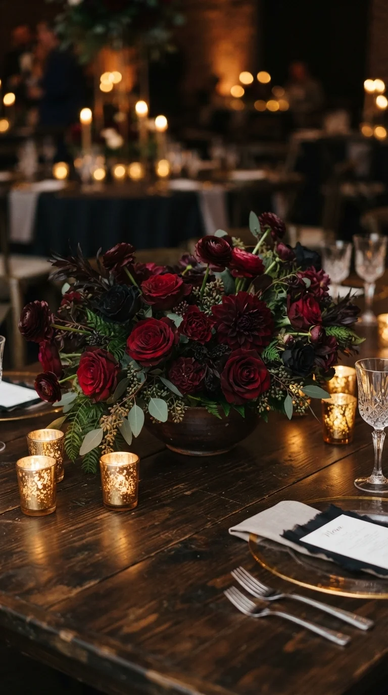 Classic Merlot Rose and Dahlia Arrangement