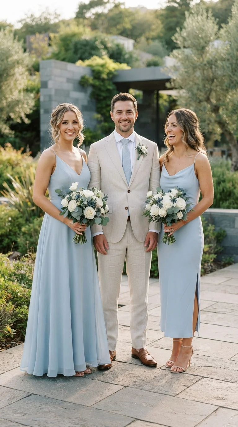 Coordinated Ice Blue and Neutral Tones