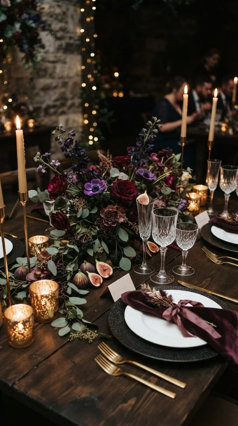 Deep Romantic Hues with Gold Accents