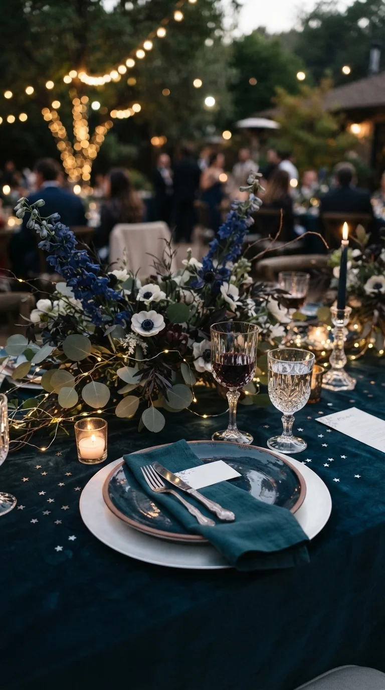 Deep Teal Starry Night Table