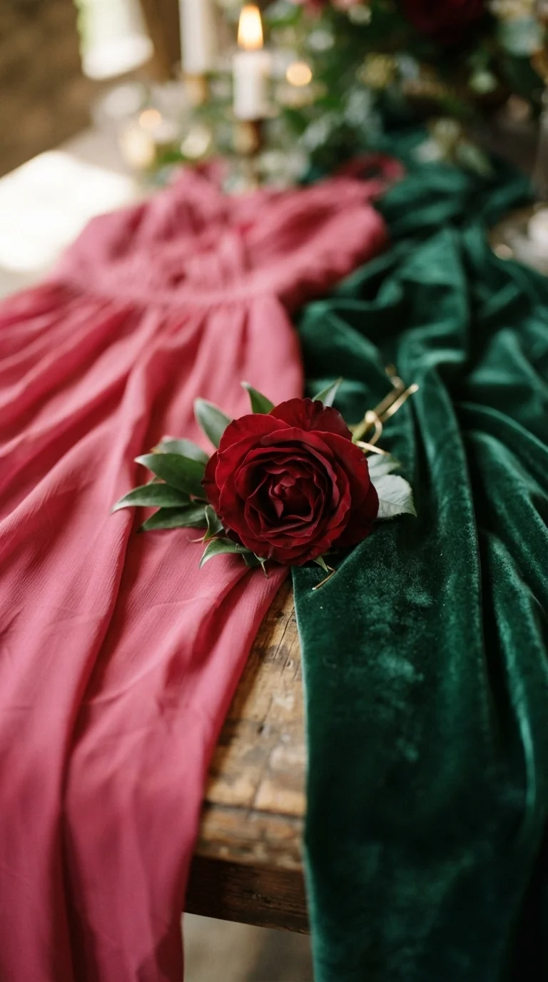 Dramatic Raspberry and Emerald Green