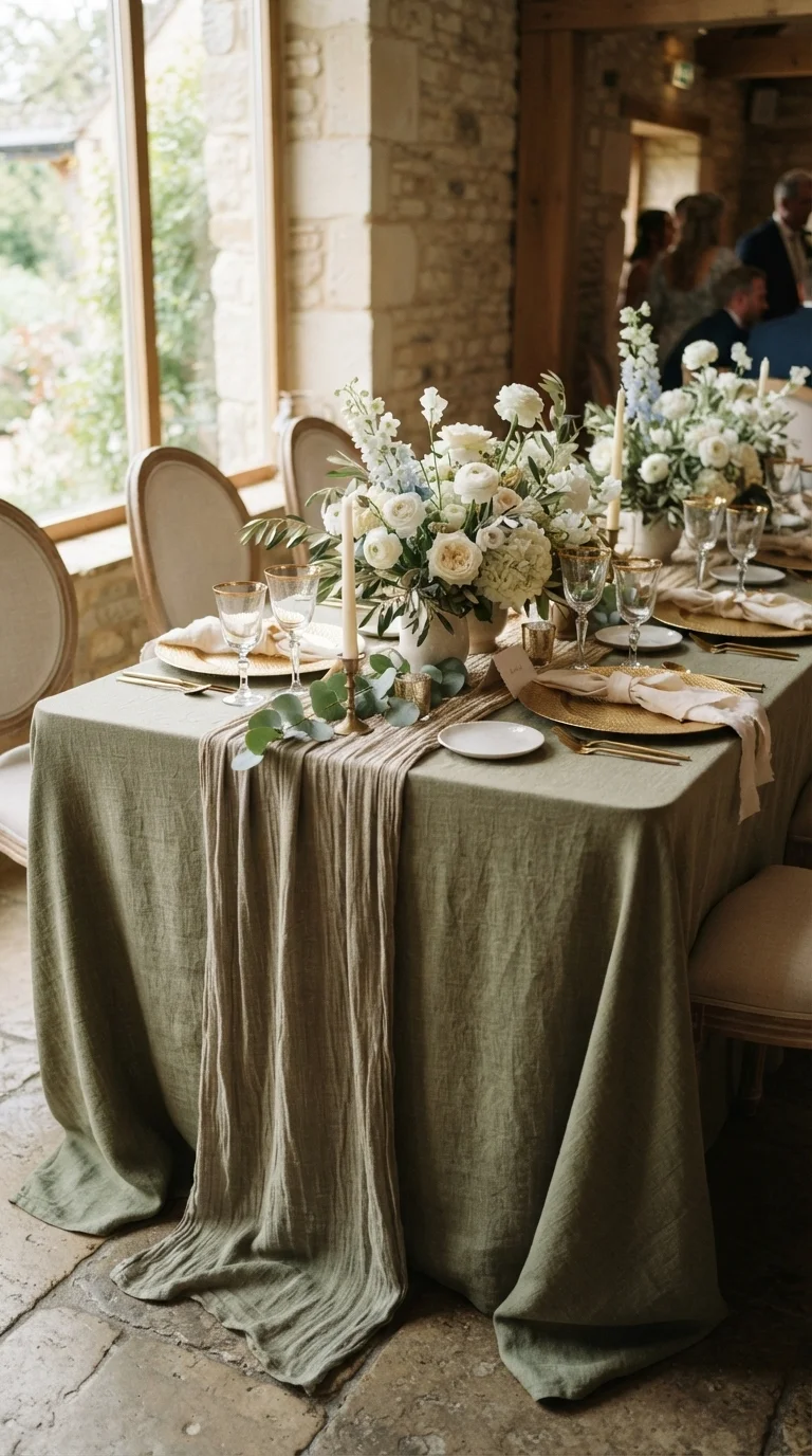 Dusty Olive Linen Tablecloths