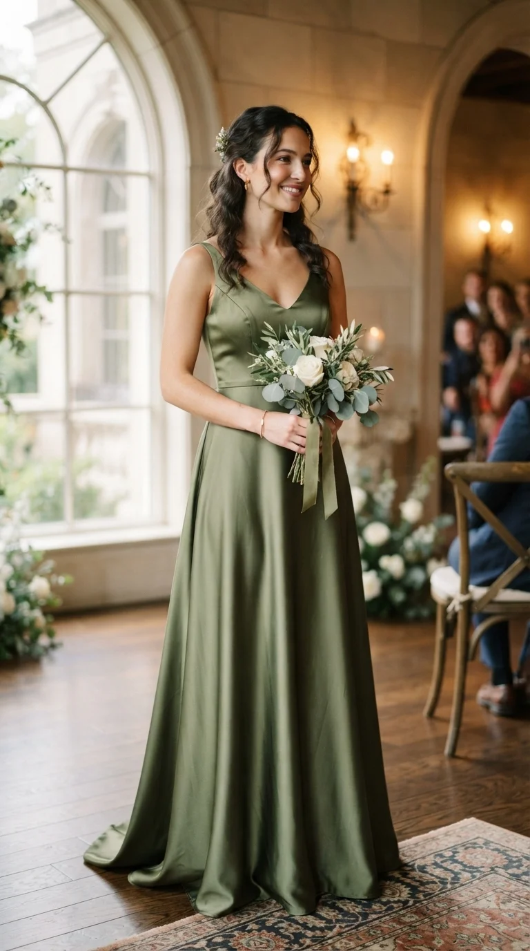 Elegant A-Line Satin Gowns