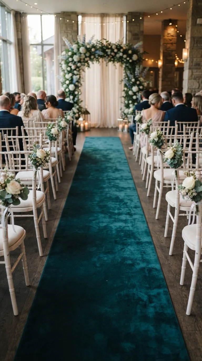 Elegant Midnight Teal Aisle Runner