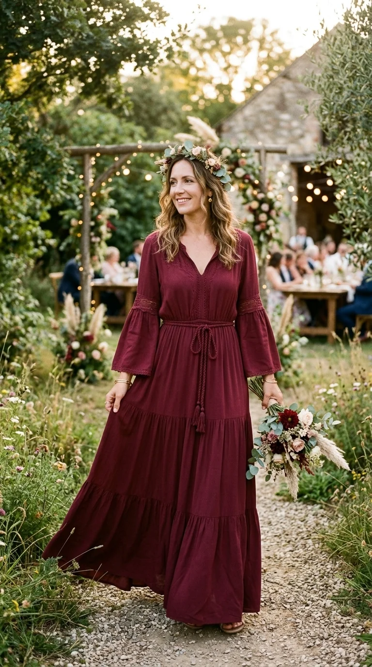Flowing Maxi Dress with Sleeves