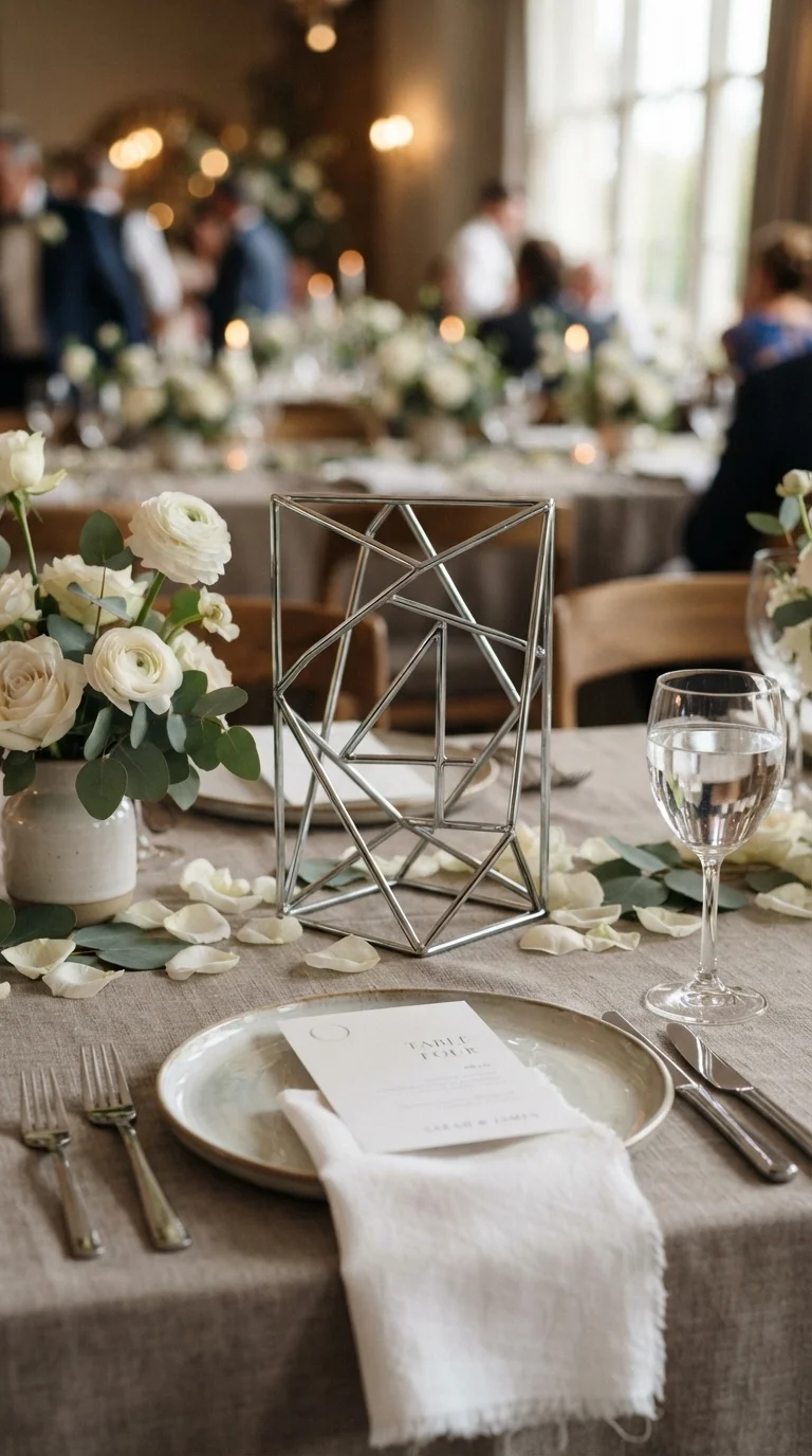 Geometric Chrome Table Numbers