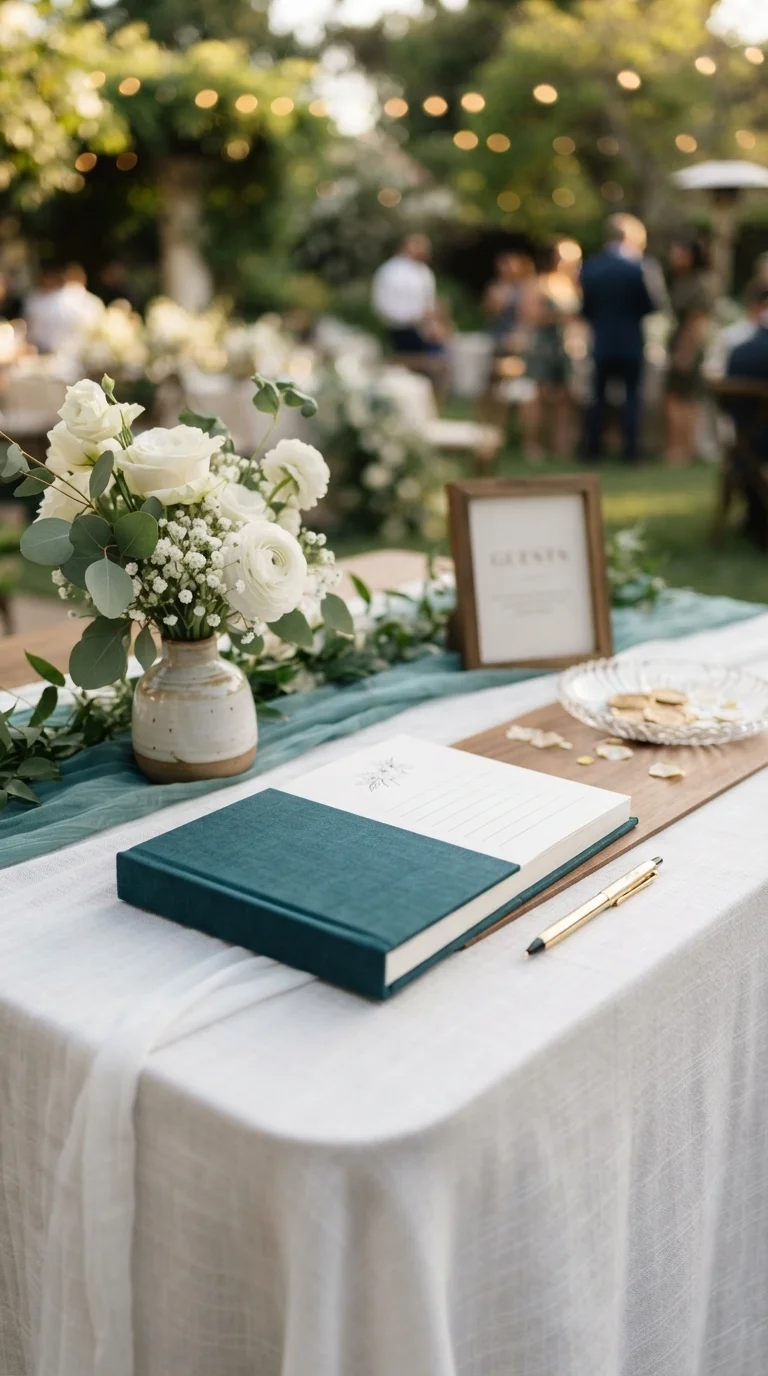 Guest Book Table with Teal Details