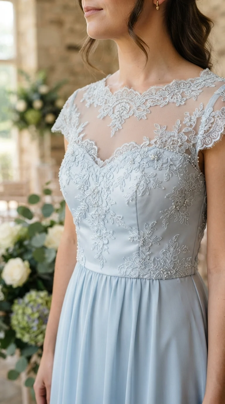 Ice Blue with Delicate Lace Details