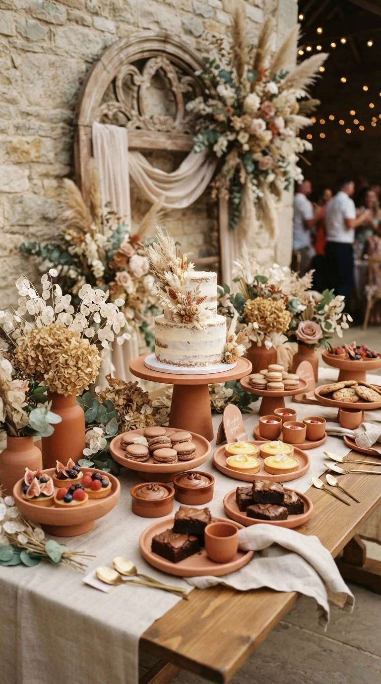 Layered Terracotta Dessert Table Decor