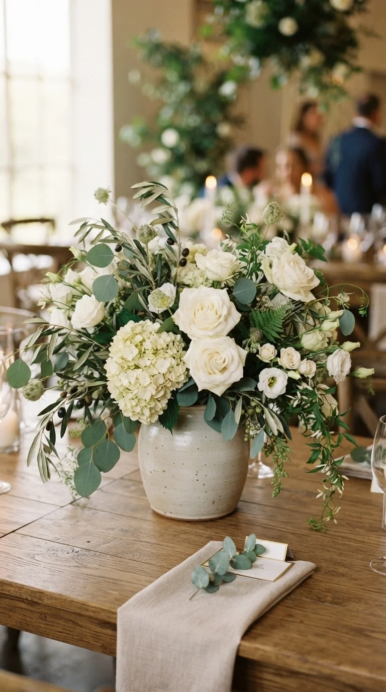 Lush Dusty Olive Floral Centerpieces