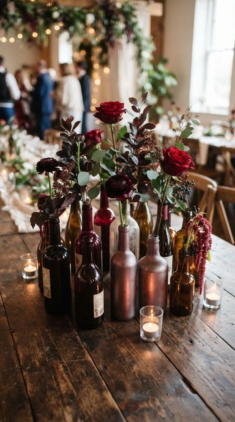 Merlot Bottle Vases with Single Stems