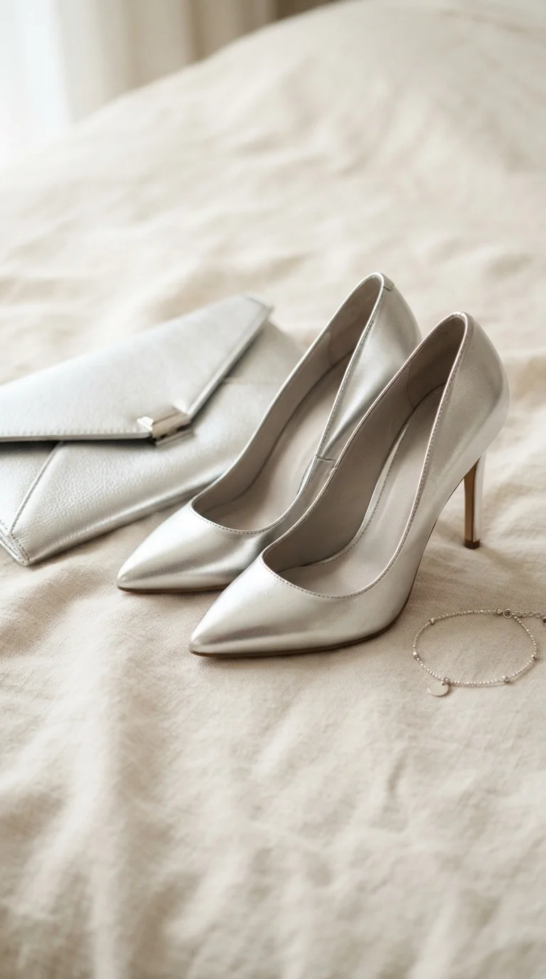Metallic Silver Accessories and Shoes