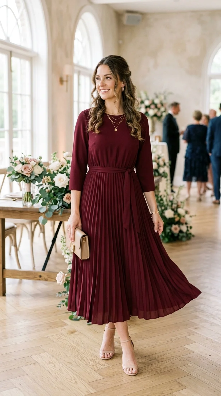 Midi Dress with Pleats