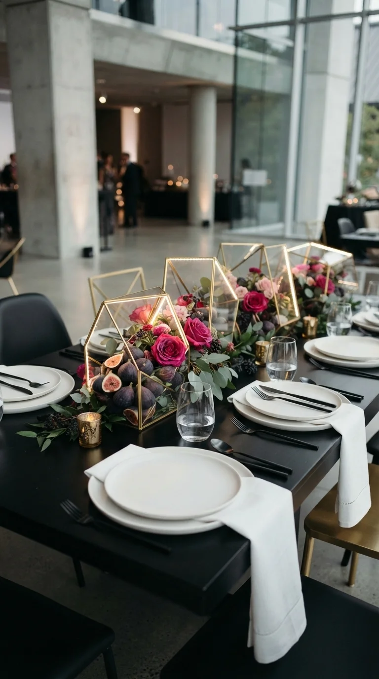 Modern Geometric with Fig and Rose Clusters