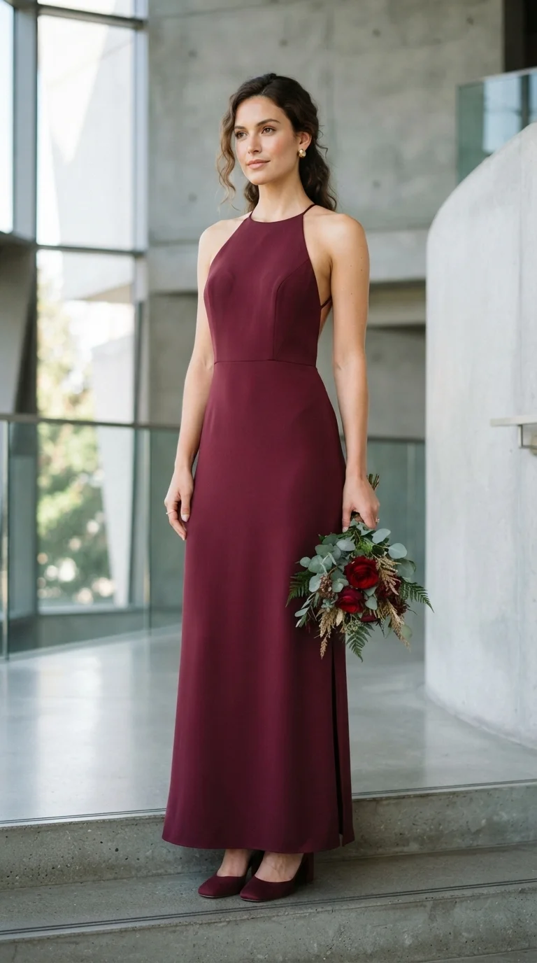 Modern Halter Neck Merlot