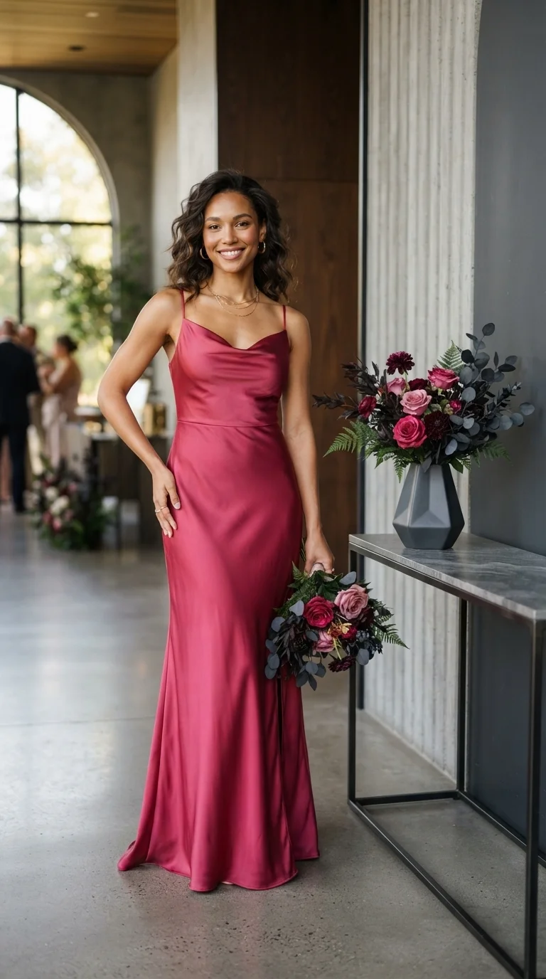 Modern Raspberry and Charcoal Gray