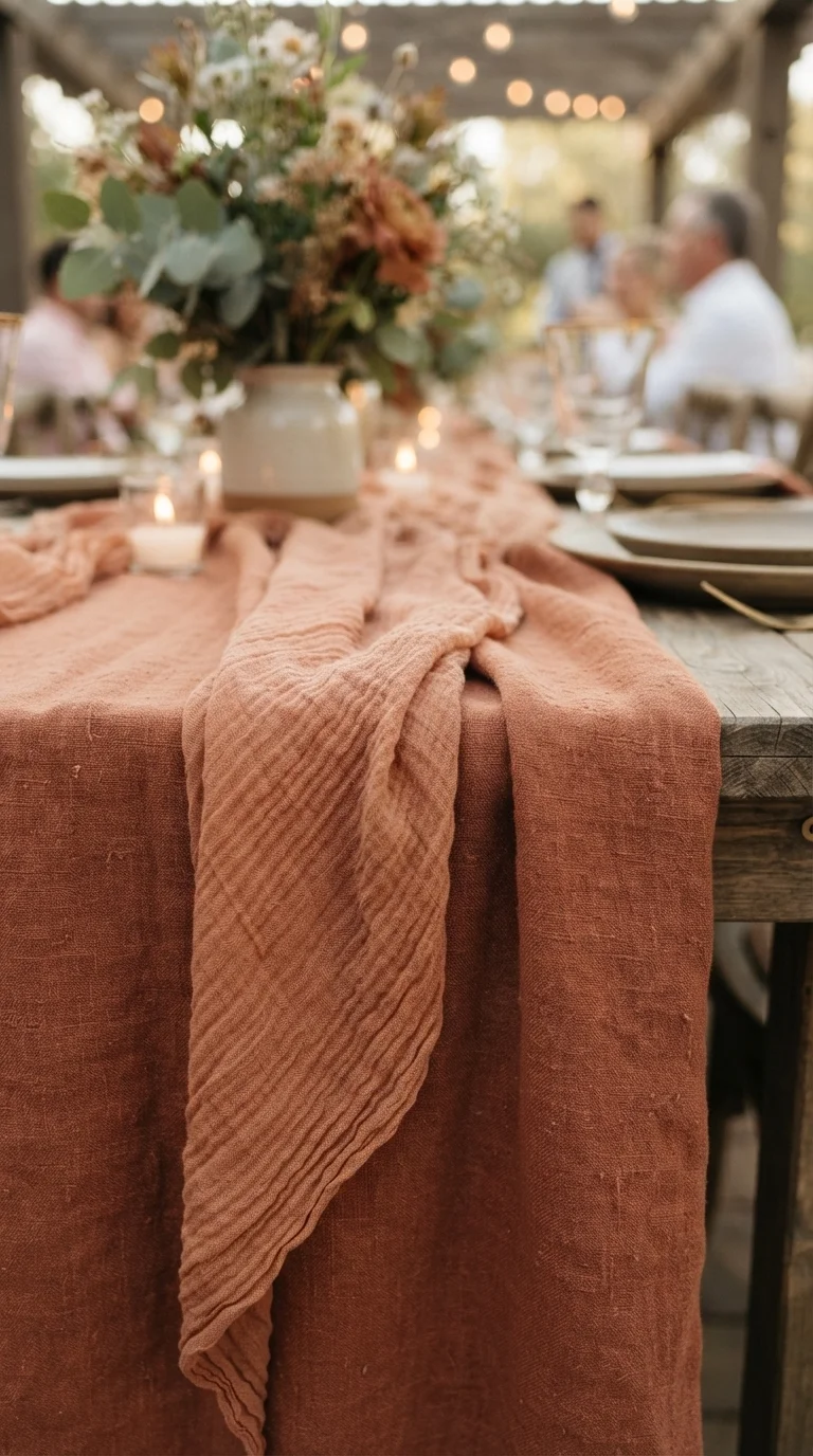 Muted Terracotta Tablecloths and Runners