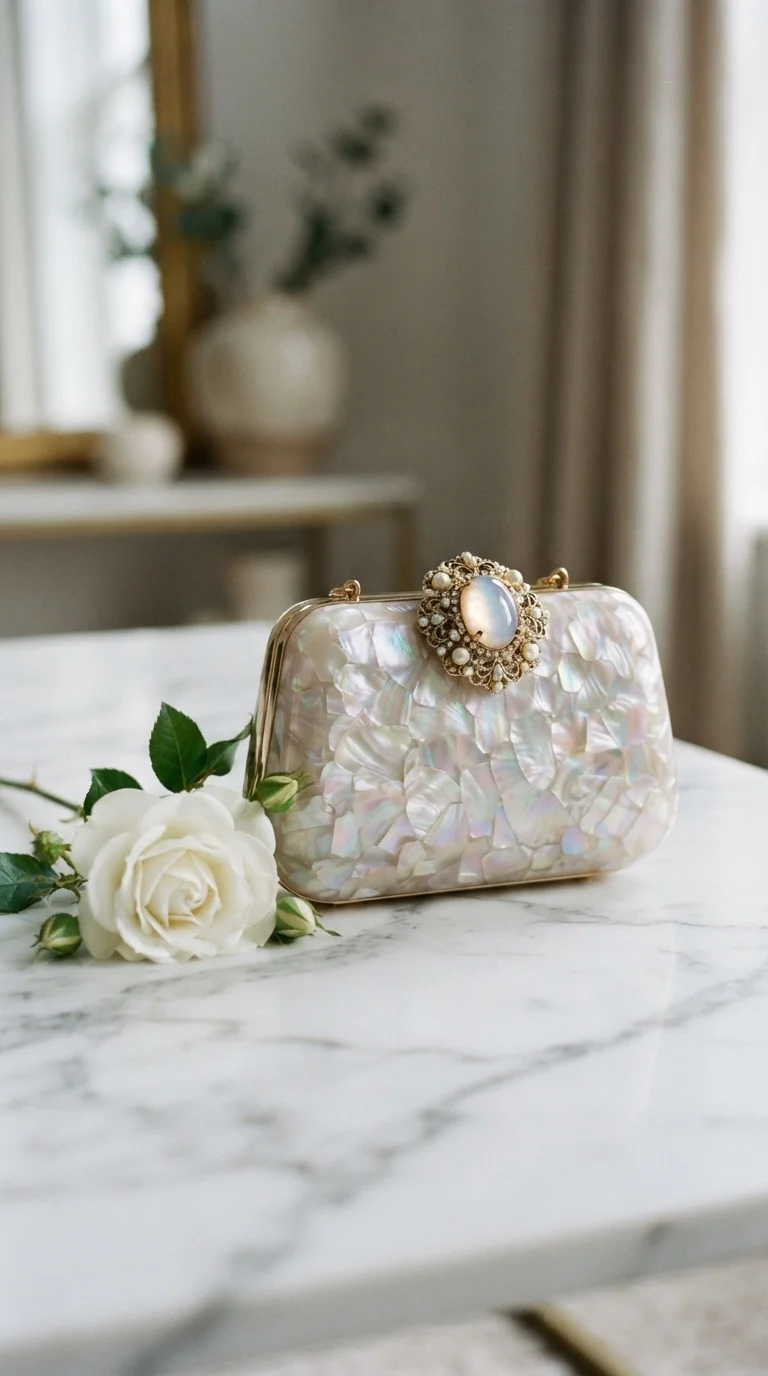 Pearly Clutch Bag with Opal Clasp