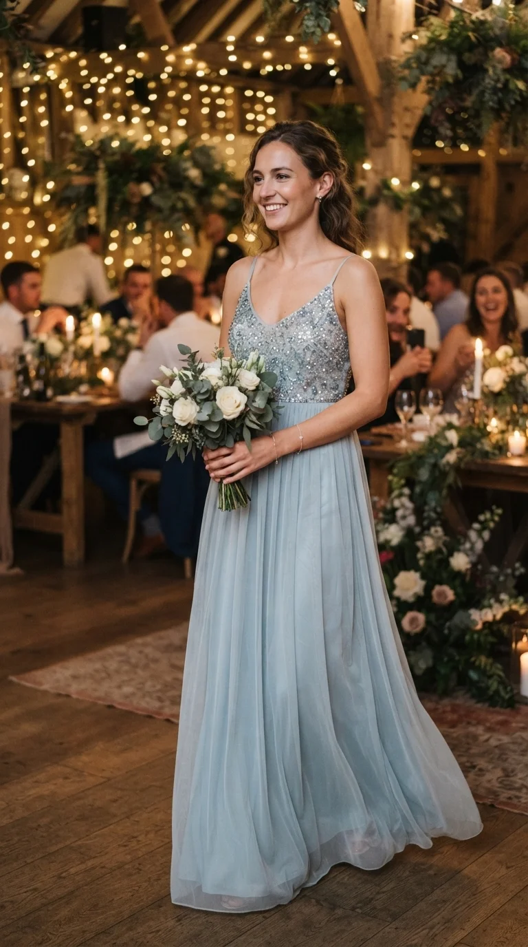 Sequined Bodice with Chiffon Skirt