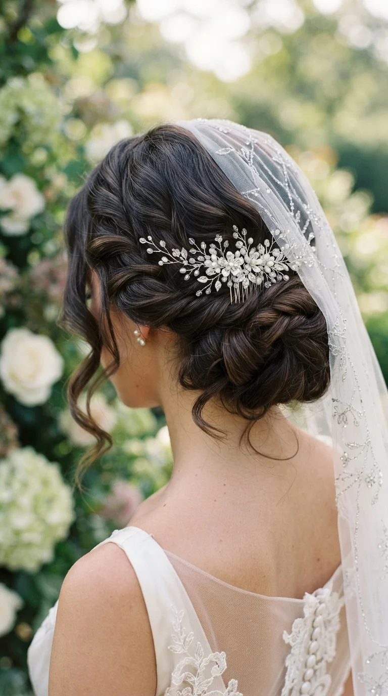 Silver-Embellished Hairpieces and Veils