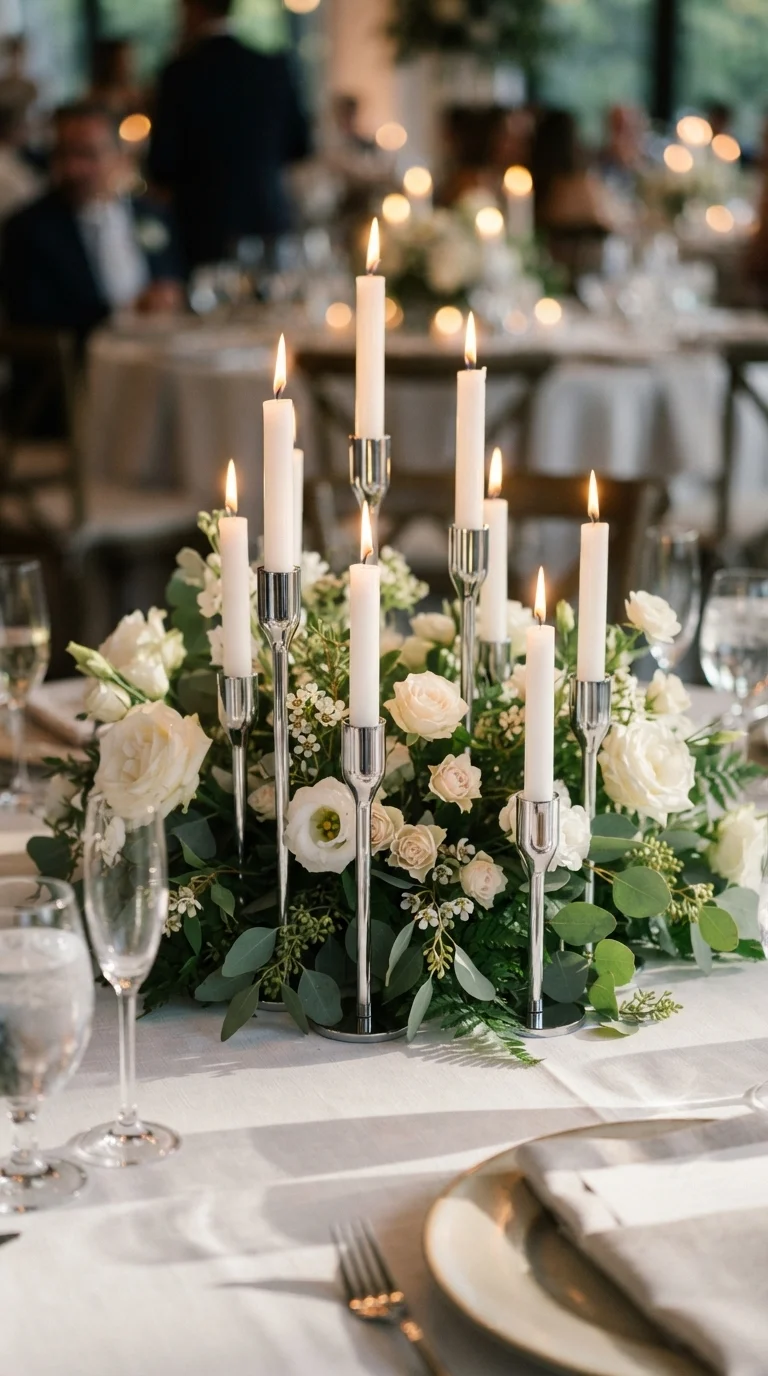 Sleek Chrome Taper Candle Holders