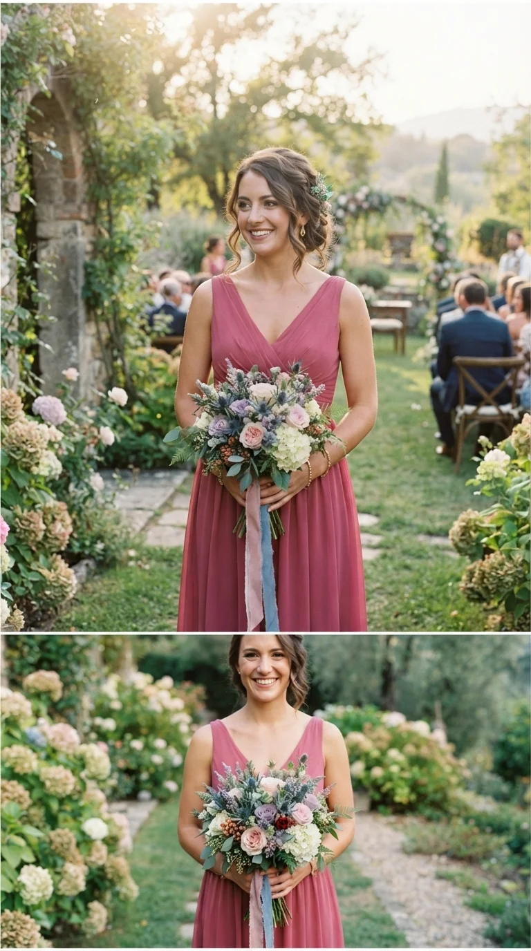 Soft Raspberry and Dusty Blue