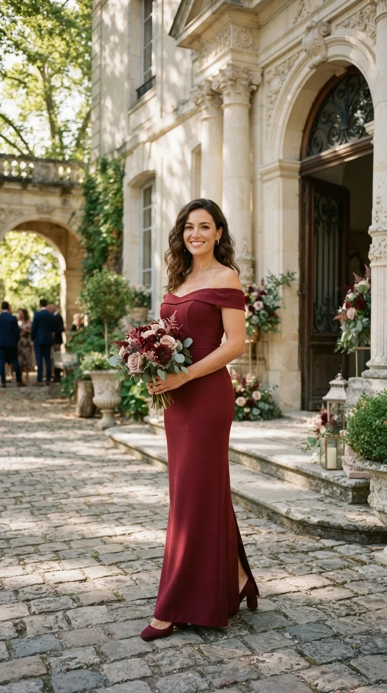 Sophisticated Off-the-Shoulder Merlot