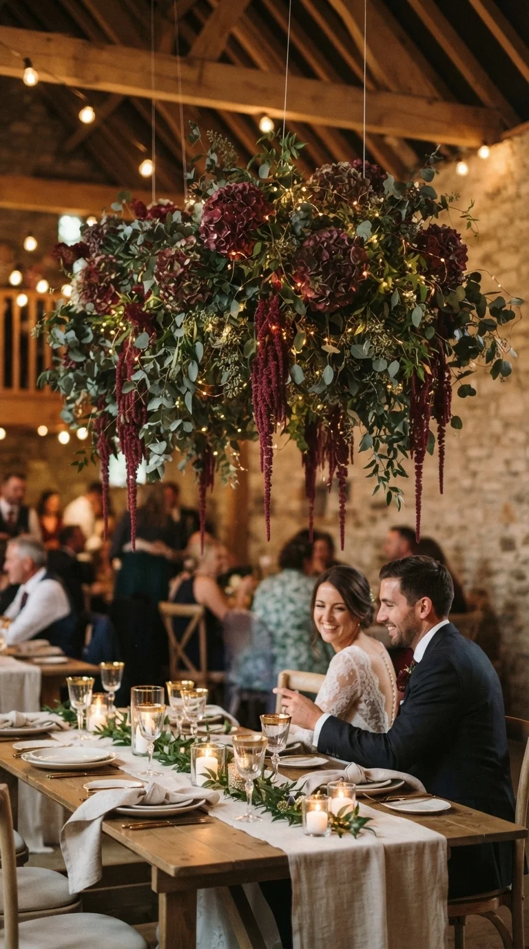 Suspended Floral Cloud with Merlot Hues
