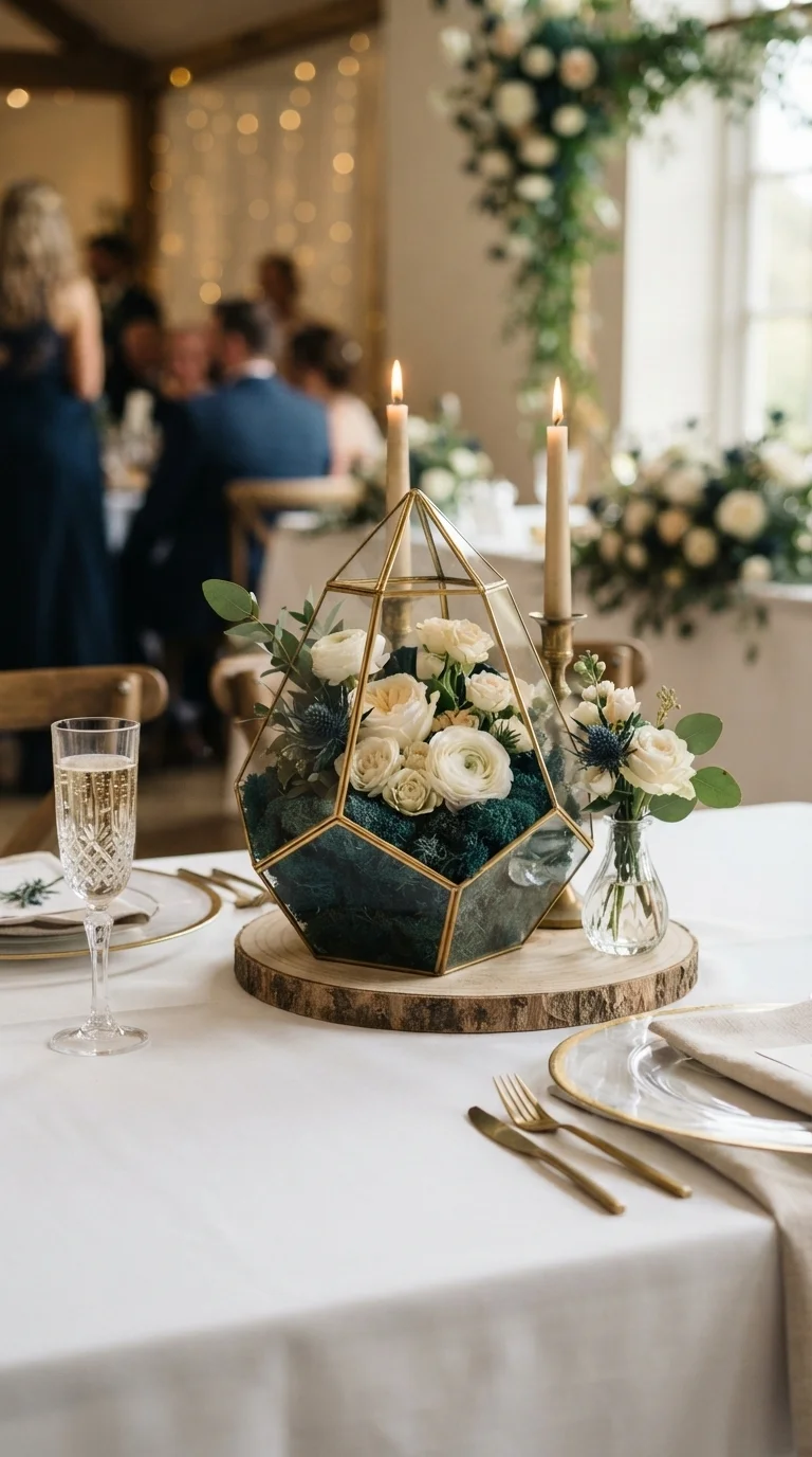 Teal and Gold Geometric Centerpieces