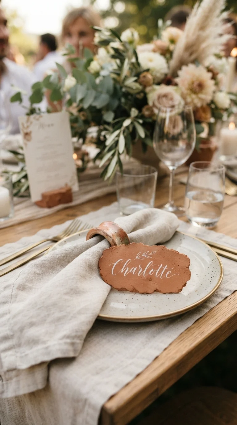 Terracotta Place Cards and Napkin Rings