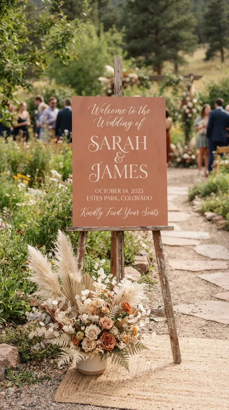 Terracotta-Toned Welcome Signage