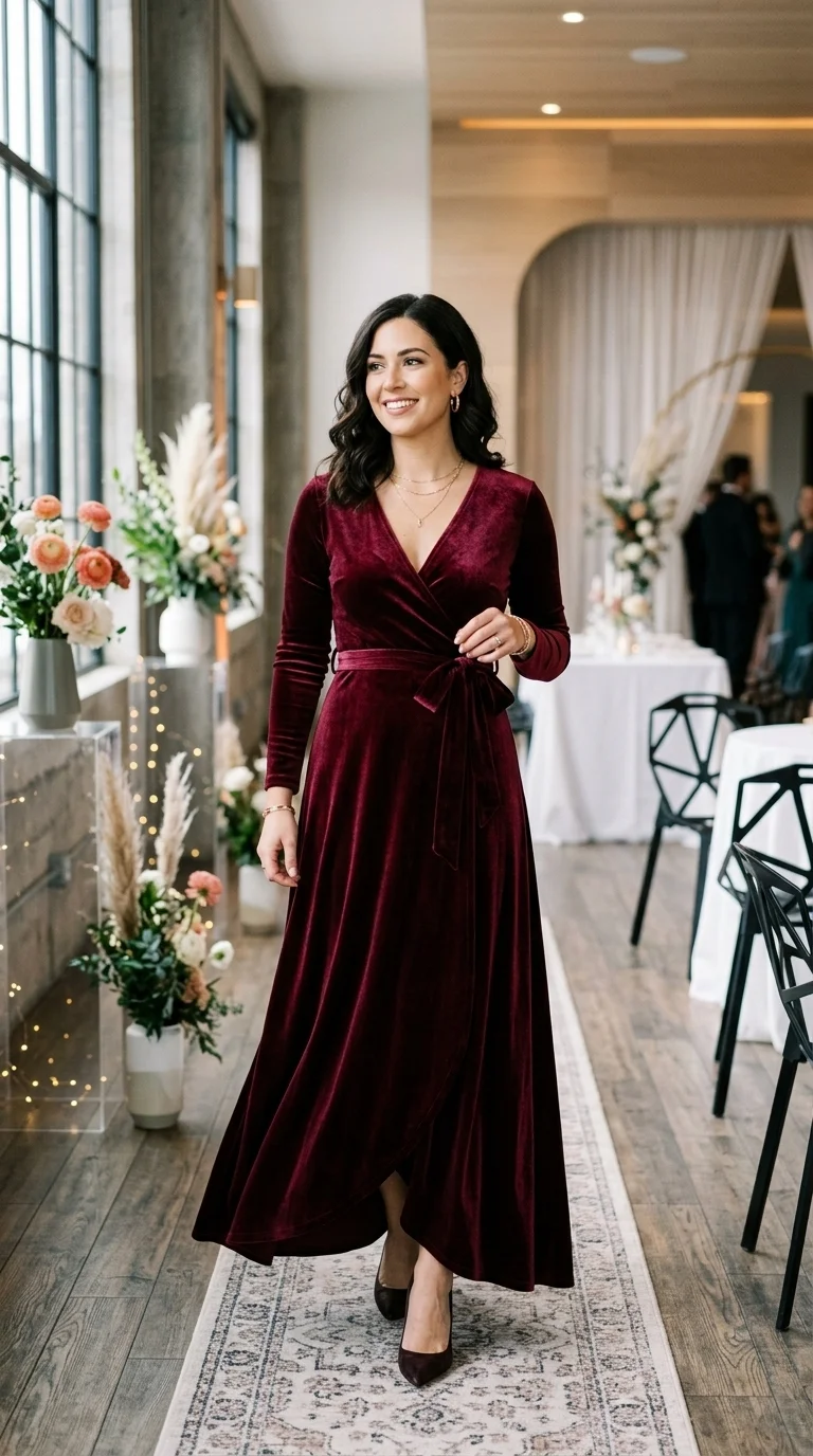 Velvet Wrap Dress Elegance