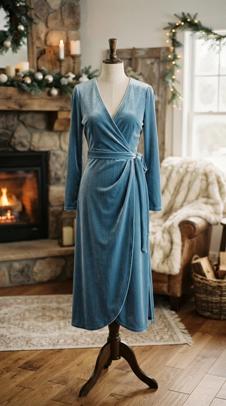 Velvet Wrap Dress for Winter Weddings