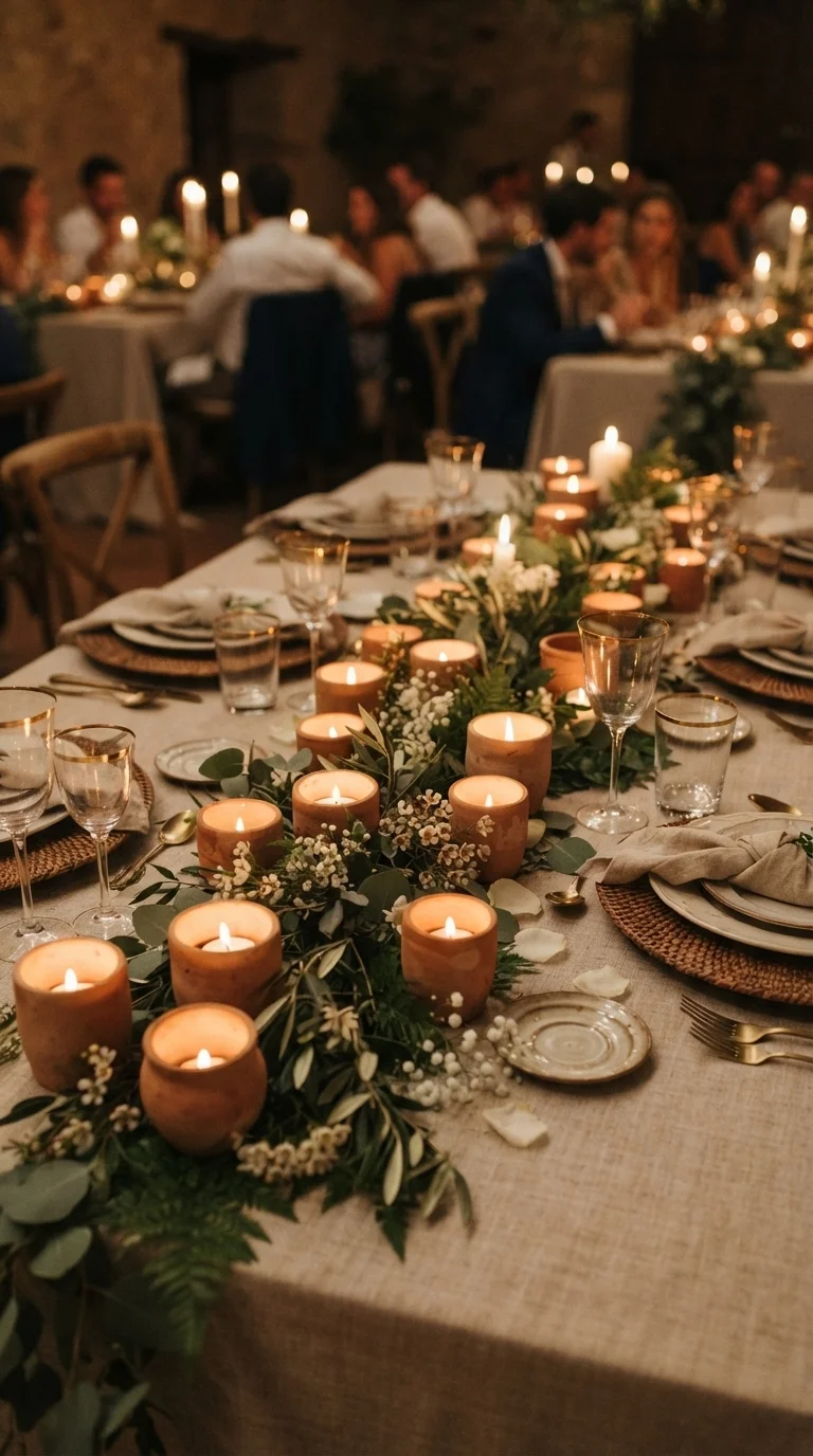 Warm Candlelight and Terracotta Votives