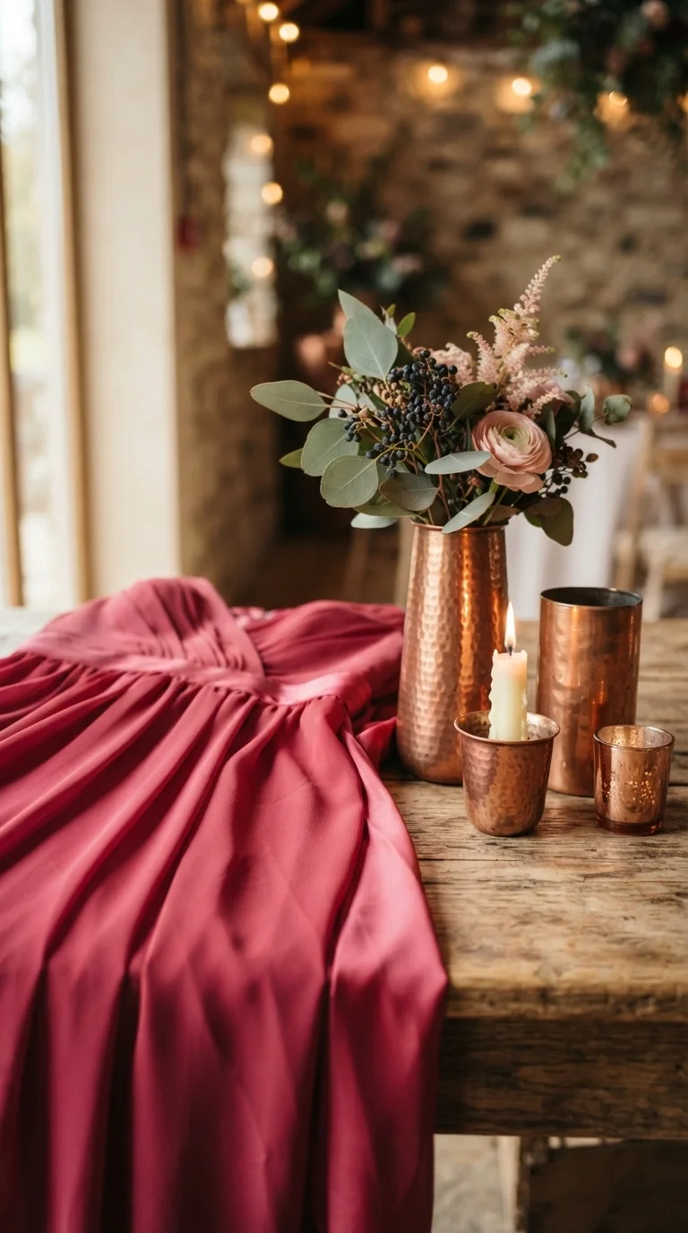 Warm Raspberry and Copper Accents
